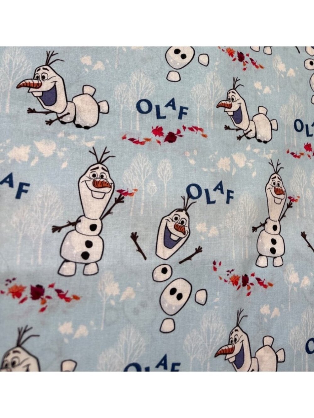Disney Frozen Olaf Toss Cotton Fabric 1/2 yard x 43" Light Blue Quilting